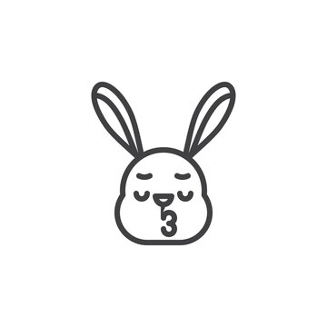 Rabbit Kissing Face emoticon line icon