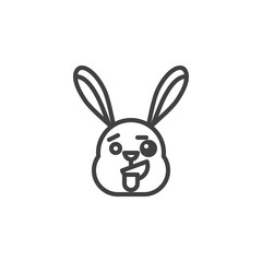 Fototapeta na wymiar Rabbit zany face emoticon line icon