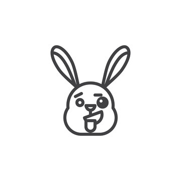 Rabbit zany face emoticon line icon