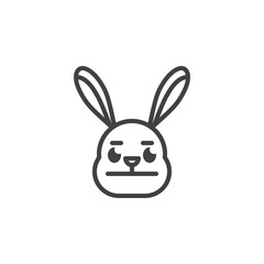Neutral rabbit face emoticon line icon