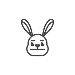 Neutral rabbit face emoticon line icon