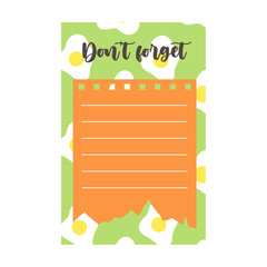 diary page with abstract pattern not to forget, cartoon vector illustration. Cute daily planers with colorful patterns for notes, organized week - obrazy, fototapety, plakaty