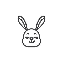 Smirking rabbit face emoticon line icon