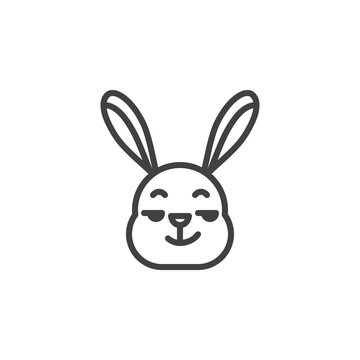 Smirking rabbit face emoticon line icon