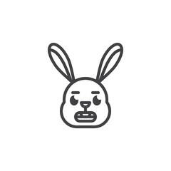 Grimacing rabbit face emoticon line icon