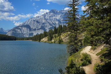 View of Johnson Lake in Banff National Park,Alberta,Canada,North America 