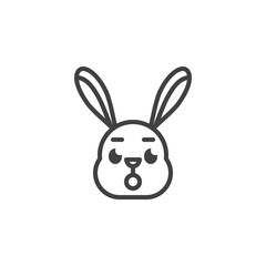 Rabbit face with open mouth emoticon line icon
