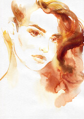 woman portrait. watercolor painting. beauty fashion illustration - 546492183