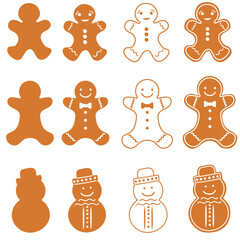Christmas Gingerbread icon vector set. Christmas illustration sign collection. cake symbol. food logo.