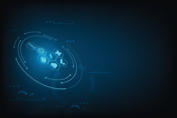 Medical Science with health care pattern and icon. Futuristic background with connected line and technology network.