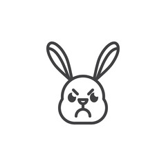 Angry rabbit face emoticon line icon