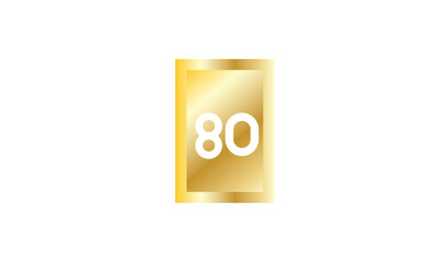 80 Number New Gold Modern Square Logo
