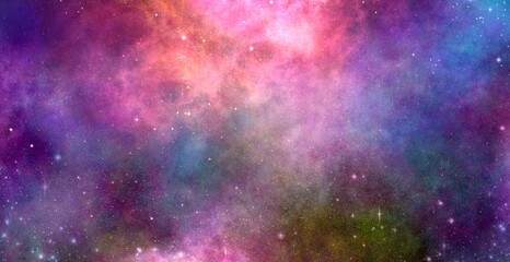 色鮮やかで美しい 宇宙 銀河 星雲 イラスト背景 © AMONT