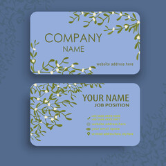 Business card template with mistletoe
