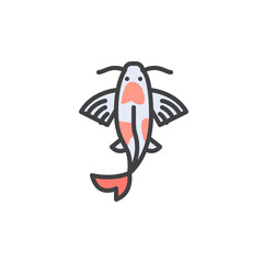 Koi Fish filled outline icon