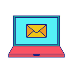 NoteBook With Email Icon Flat Design