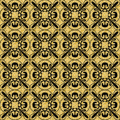 Gold arabic seamless pattern, shimmer gold glitter black decorative background for design