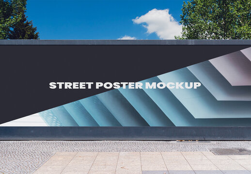 Street Outdoor Hoarding Poster Urban Mockup Template
