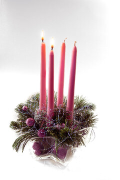 second advent week, candle wreath isolated