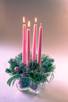 third advent week, candle wreath isolated