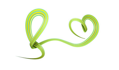 Kazakhstan Flag colors ribbon making bow to heart shape for cancer awareness month 3d illustration