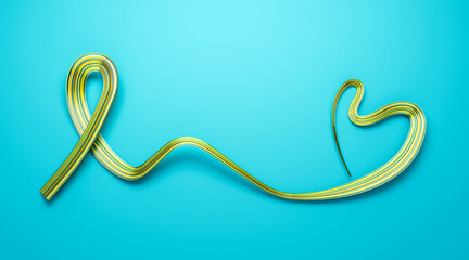 Kazakhstan Flag colors making bow to heart with ribbon 3d Illustration