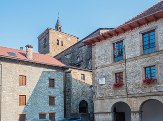 View of Isaba, Spain in Roncal Valley of Pyrenees mountains.