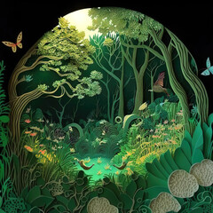tropical jungle background illustration