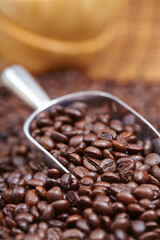 coffee beans in the spoon