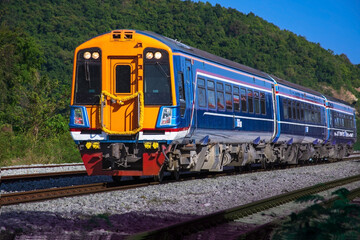 Obraz premium Diesel railcar on the railway.