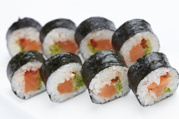 tasty sushi on the white background