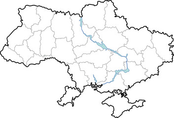 Map of Ukraine in yellow-blue color vector minimalistic style