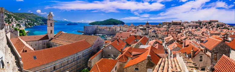 Gartenposter Magnificent Dubrovnik. view from city wall. Tavel and landmarks of Croatia © Freesurf
