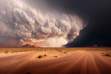 Dust storm in the Arizona desert - obrazy, fototapety, plakaty