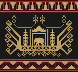 Batik Ethnic Javanese Pattern Vector Background Illustration Tapis Lampung