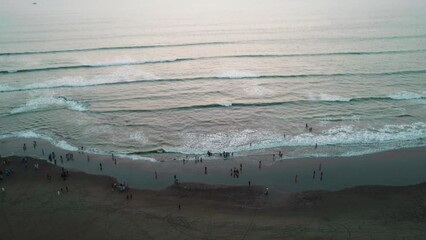 Aerial view of Cox's Bazar sea beach after sunset
