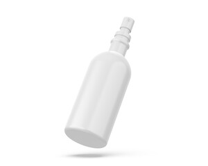 Blank plastic spray bottle ready for your design and branding mockup template isolated on white background, 3d illustration.	