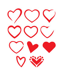 Broken heart illustration.Red heart design icon flat.Modern flat valentine love sign.symbol for web site design, button to mobile app. Logo heart Bundle 
