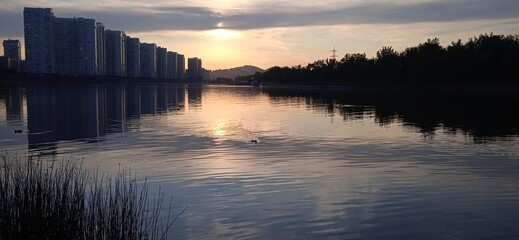 sunset over the river
