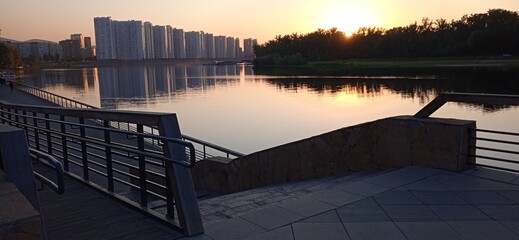 sunset over the river