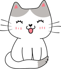 Funny Happy Cute Kitty Fluffy Cat Playing Cartoon  Illustration