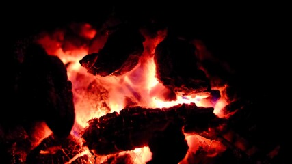 Fototapeta na wymiar 木炭を燃やしてキャンプをする