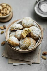 Cookies de Noël fait maison snowball boule de neige à la pistache