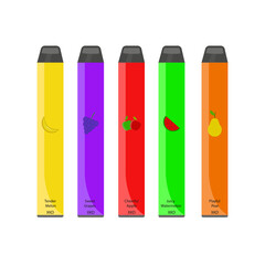 Set of disposable vapes, colored electronic cigarettes