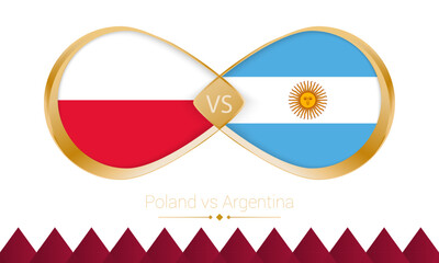 Poland versus Argentina golden icon for Football 2022 match.