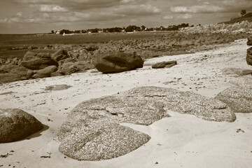 View of the sea on the coast of Brittany near Pont-l'Abbé