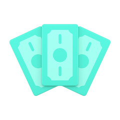 Cash money dollar fan green currency paper banknote realistic 3d icon