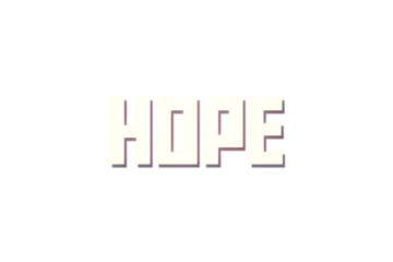 The isolated text Hope, sharp regular style, white with a grey shadow.
