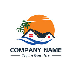 real estate beach logo, sample company logo, a simple vector design