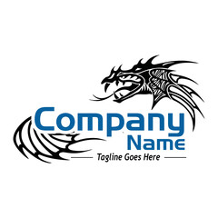 dragon head and wings logo, sample company logo, a simple vector design